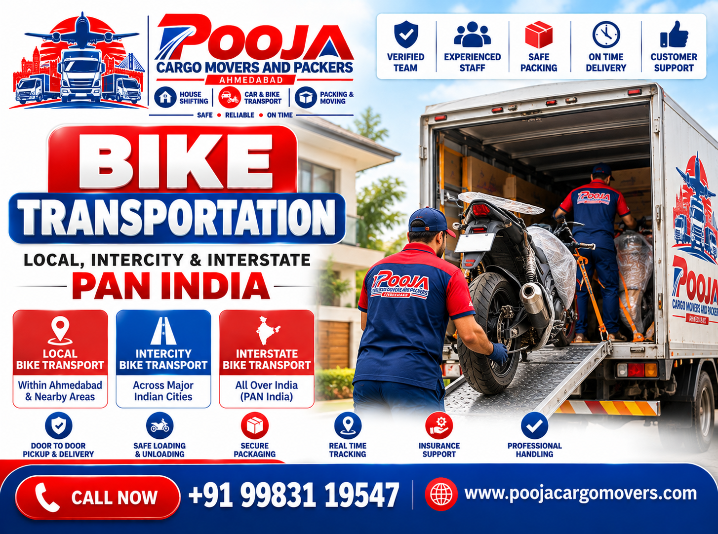 Bike Transportation by Pooja Cargo Movers and Packers Ahmedabad