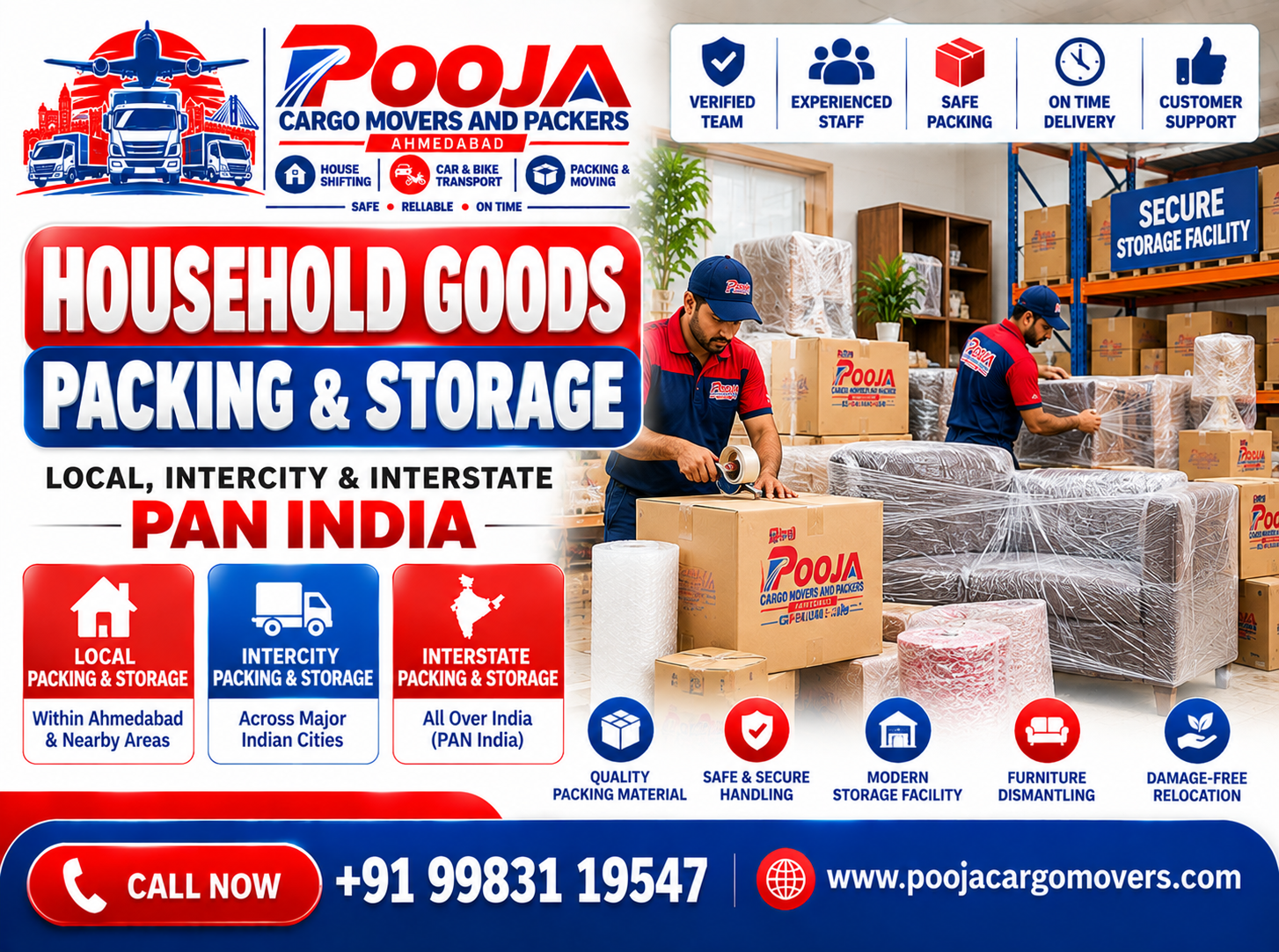 Household Packing & Storage by Pooja Cargo Movers and Packers Ahmedabad
