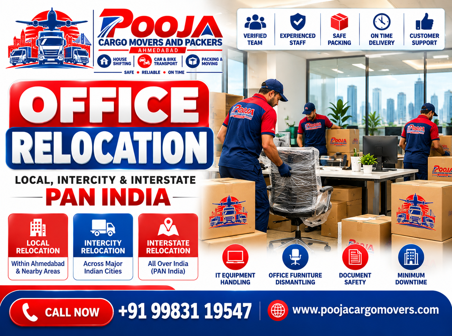 Office Relocation by Pooja Cargo Movers and Packers Ahmedabad
